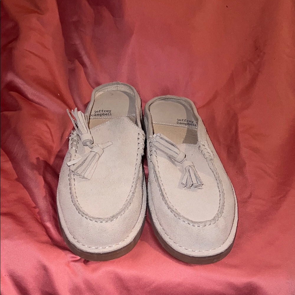 Jeffrey Campbell Beige Suede Tassel Loafers